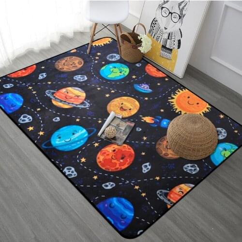 Cartoon Planet spaceship large carpets for children living room bedroom kids play mat boy soft nordic decoration home baby rugs