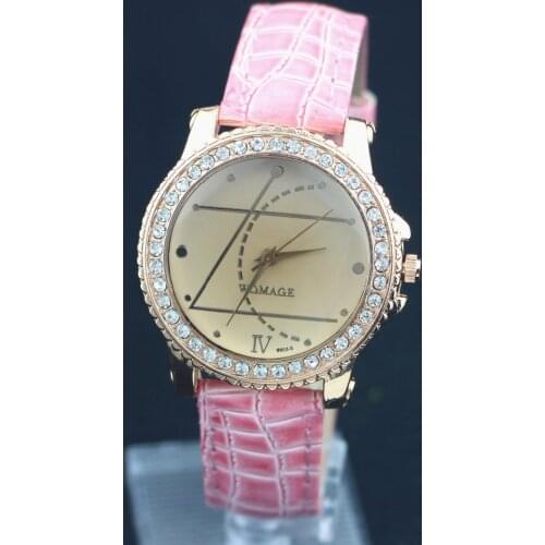 New Womage 9953-5 Casual Women Men Ladies Watches Hot Sale Leather Rhinestone Tawny Dress Quartz Wrist Watches Hot Woman Watch