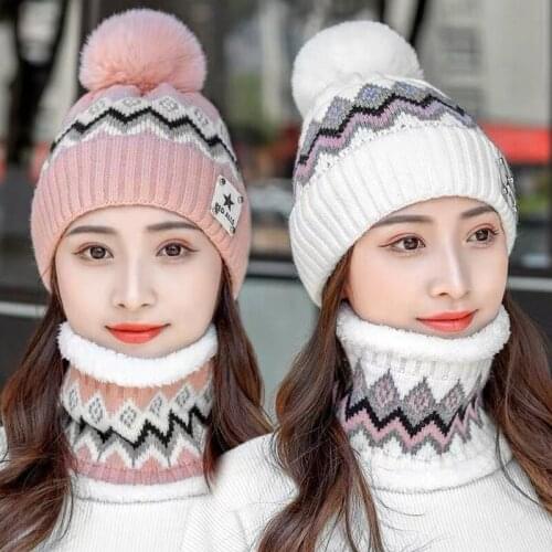 New Balaclava Womens Knitted Hat Scarf Caps Neck Warmer Winter Hats For Men Women Skullies Beanies Warm Fleece Female Cap