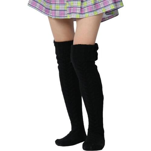Womens New Fashion Sexy Multi-Style Solid Color Knitted Thigh Over-Knee Stockings Elastic Warmth Breathable Sweat-Absorbent Ant