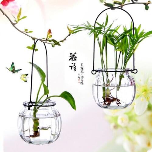 Hanging Transparent Glass Vase Small Pumpkin Bottle Brief Hydroponic Flower Indoor Home Decoration Bottle