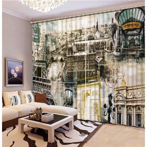 Custom 3d stereoscopic curtains European architecture curtains for living room 3d photo blackout curtains window curtains