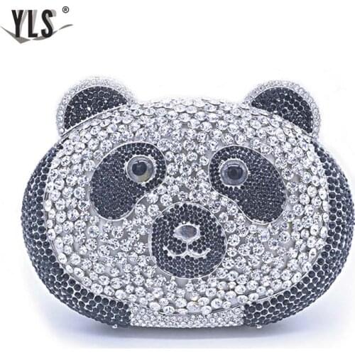 Womens Luxury Diamond Kawaii Cartoon Panda Bag Sac Main Femme Ladies Celebrity Evening Handbag Crystal Cocktail Party Purse