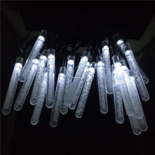 Christmas Solar LED String Lights 6M 30 LED Bubble Bar Picks Cone Lamps luces navidad Garden Outdoor Garland Fairy Lights