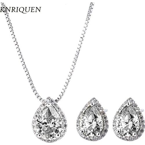 Classical 925 Sterling Silver Pear-Shaped Created Moissanite Lab Diamonds Earrings Necklace Wedding Engagement Jewelry Sets Gift
