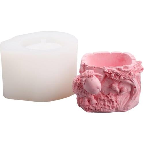 DIY Cement Planter Mold Sheep Shaped Silicone Concrete Mould