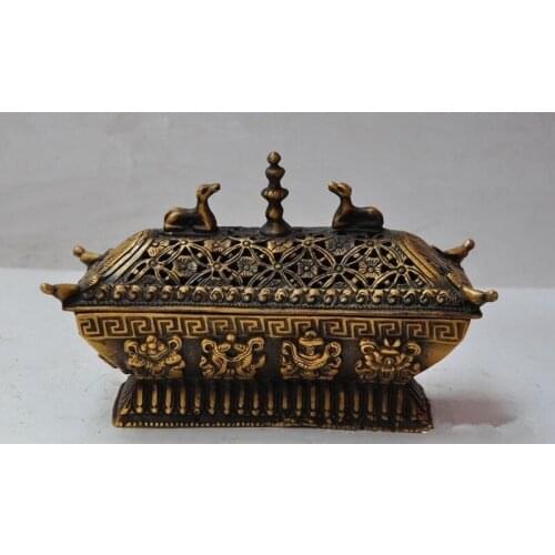 Tibet buddhism bronze eight treasures beast bird statue incense burner Censer