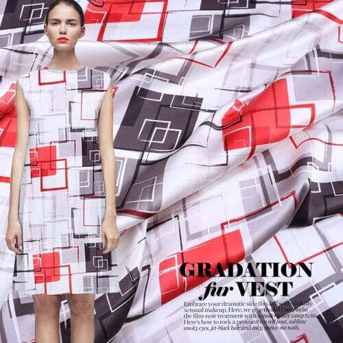 Soft Smooth Digital Printed Fabric Stretch Silk Satin Spring Summer New Fashion Cheongsam Dress Cloth by Meter Sewing Material
