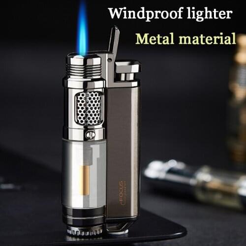 High-end Inflatable Gasoline Butane Turbo Lighter Creative Metal Windproof Cigarette Lighter Mens Gift Cigarette Accessories