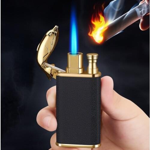 Crocodile Double Fire Creative Direct To Open Flame Conversion Lighter Smoking Accessories for Weed Gadgets for Men Cool Gift
