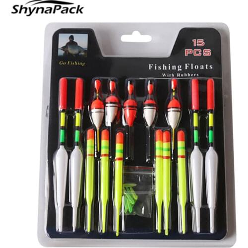1 set (15Pcs) Vertical Buoy Sea Fishing Floats Light Attachment Rubbers Fishing Lures Saltwater Freshwater Float buoy Tackles