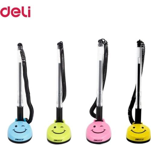 1PCS-3PCS Deli 6793 smail face table pen black ink kawaii stationery pen cute ballpoint office & school supplies stationery