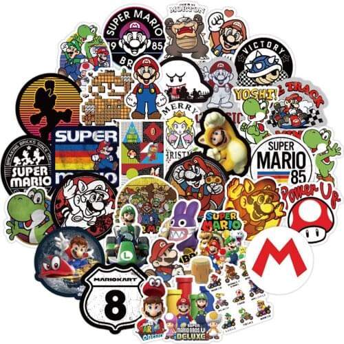 10/30/50PCS Mario Game Graffiti Stickers Laptop Phone Snowboard Luggage Fridge Cartoon Sticker Decals Waterproof Fun Kid Toy