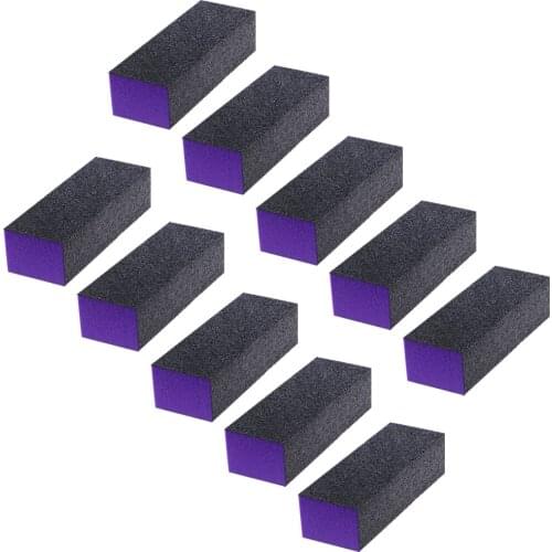 10 Pcs Black Purple Buffer Buffing Sanding Block Files Grit Nail Art Tool Set