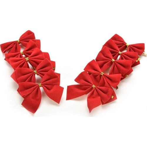 12Pcs Creative Christmas Tree Bow Decoration Baubles New Year Ornaments Santa Claus Christmas Decoration Supplies Party Bows