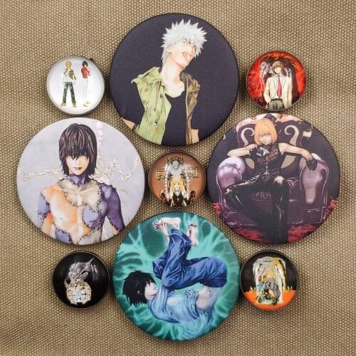 2 Pcses Anime Death Note Icon L·Lawliet Killer Yagami Light Time Gem Badge Cute Unique Brooch Backpacks Female Breastpin SWBJ-2