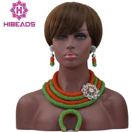 2016 Latest African Casual Jewelry Set Handmade Crystal Beads Necklace Jewelry Sets Bridal Jewelry Set Free Shipping ALJ846