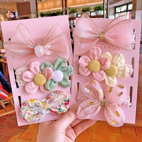 3Pcs/set Sweet Baby Headbands Cute Bows Flower Elastic Princess Baby Girls Hair Bands Infant Toddler Baby Hair Accessories
