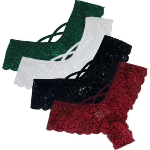 4PCS Sexy Thongs Underwear Women Seamless Lingerie Lace Panties Bikini Knickers G-string Underpant Briefs tanga Female Thong LW