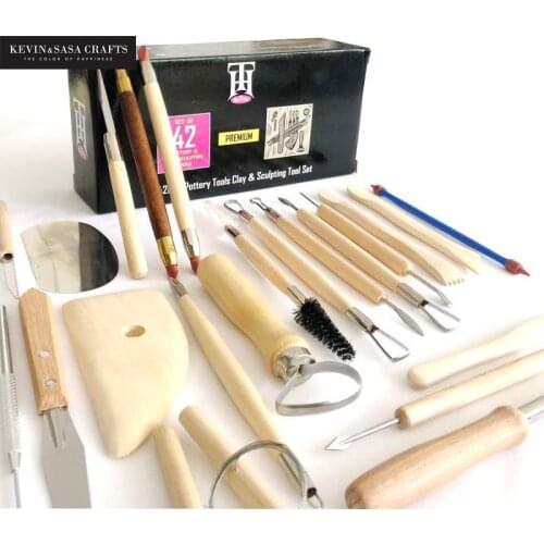 42pcs/set Pottery Tools Clay And Sculpting Tool Set Gift Art Supplies For Artist Art Box Presented By Kevin&sasa Crafts