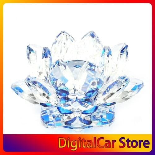 80mm Quartz Crystal Lotus Flower Crafts Glass Paperweight Fengshui Ornaments Figurines Home Wedding Party Decor Gifts Souvenir