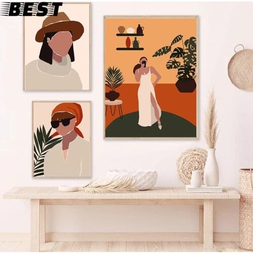 Abstract Poster Woman Canvas Painting Boho Wall Art Posters Prints Nordic Wall Pictures For Living Room Decor