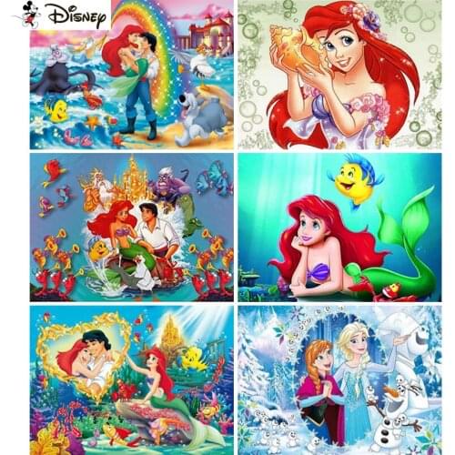Disney 5D DIY Diamond Embroidery Full Display "Cartoon mermaid" Diamond Painting Square/Round Rhinestones Decor Art
