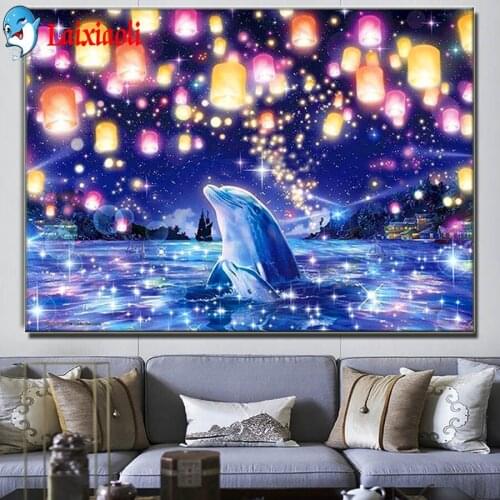 New Diamond Painting Full Square Rhinestone dream Dolphin Diamond Embroidery wonderland animal view Mosaic Handmade Home Decor