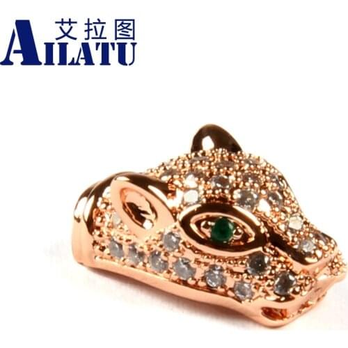 Ailatu Animal Shape Micro Pave Clear Cz Chinese Dragon Head Charm Decorated for DIY Bracelet Necklace Jewelry