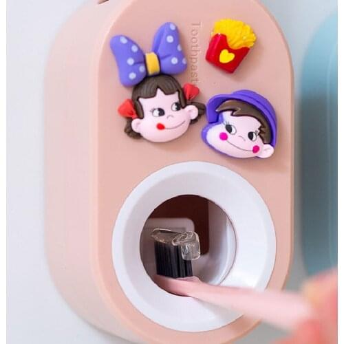 Automatic Toothpaste Dispenser Wall Mount Toothpaste Squeezer for Home Household Cartoon Toothbrush Holder Bathroom Accessories