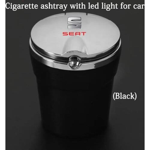 Car Ashtray With Blue LED Light Metal Liner Car LOGO styling Accessorie For seat TOLEDO leon EXEO mk3 mk2 5f ateca altea fr 1m