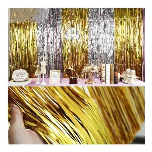 Foil Tinsel Fringe Curtain Rain Wedding Party Decor Backdrop 100*200cm