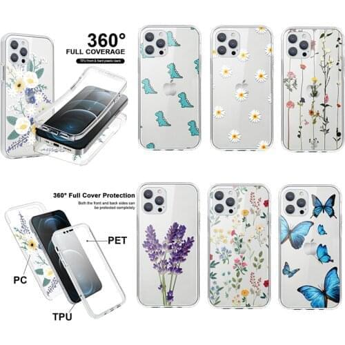 360 Full Cover TPU+PC Case For Xiaomi Mi Redmi Note 10 S 9 8 7 6 5 10T 9T Pro 9S 8T 11i 11 Lite Pro Poco X3 NFC F3 M3 Flower Bag