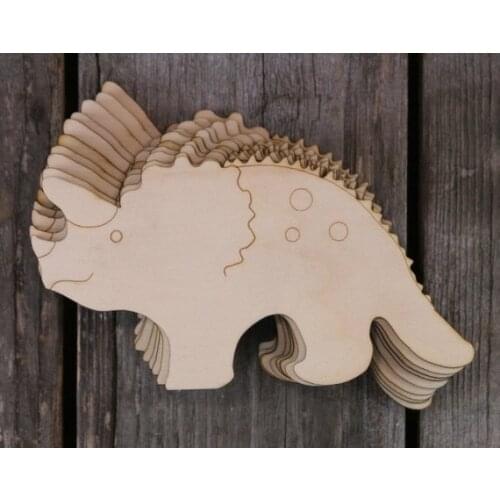 Wooden Triceratops Dinosaur Craft Shapes Plywood, beware the horn