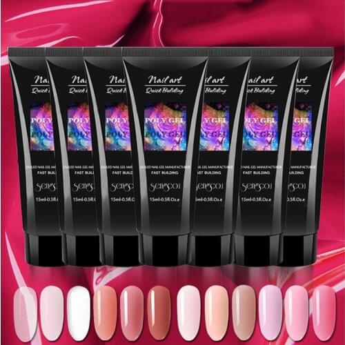 Nail Art Extension Gel 15ml No Paper Holder Crystal Quick Nail Extension Gel Painless Soak Off Gel UV Phototherapy Gel