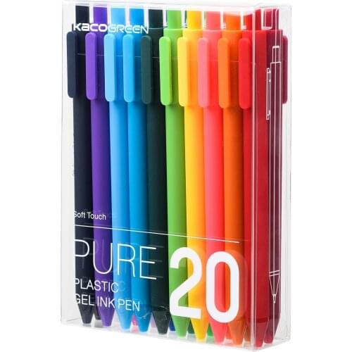 KACO 20 Assorted Colors Gel Pens, Retractable Gel Pens with Premium Ink and Comfort Grip, Fine Point for Smooth Writing (0.5mm)
