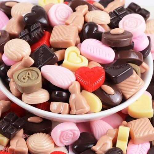 Various Designs Kawaii Resin Cabochons Cute Food Chocolate Bread Cake Embellishments Scrapbooking Phone Shell DIY Patch 20pcs