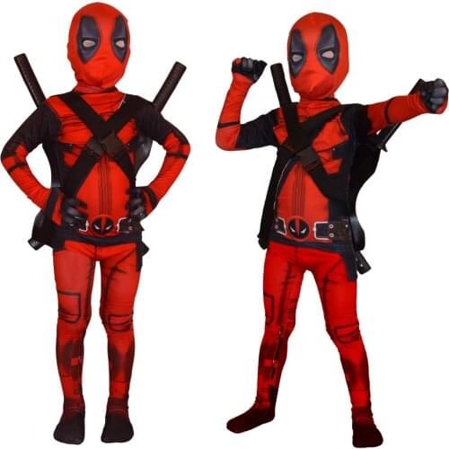 Halloween Adult Kids Cosplay Costume Boys Super Heroes Deadpool Clothes Mask Suits Jumpsuit Bodysuit Party Costume For Boy Girls