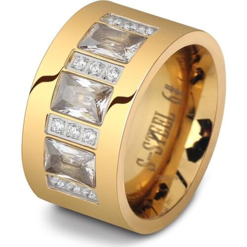 Fashion Women Crystal Rings Wholesale Yellow Gold Color Stainless Steel Wedding Rings For Women Party Jewelry NIBA Jewelry