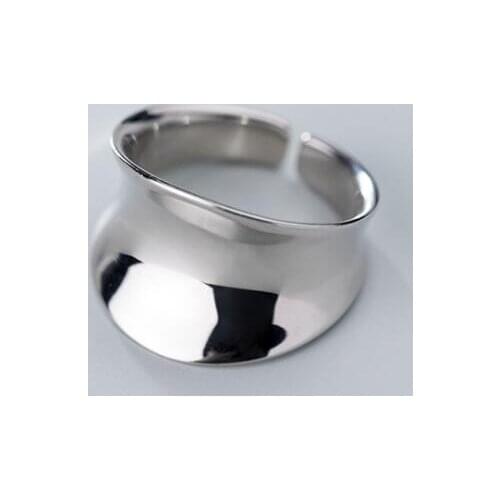 Authentic REAL. 925 Sterling Silver Glossy Irregular concave Geometric Band Rings adjust Jewelry GTLJ1655