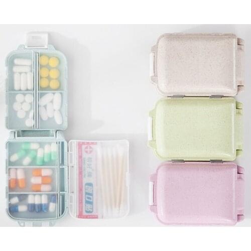 Small Portable Medicine Pill Box Sealed 8 Grids Pill Container Organizer Health Care Drug Divider Pill Travel Storage Bag Case