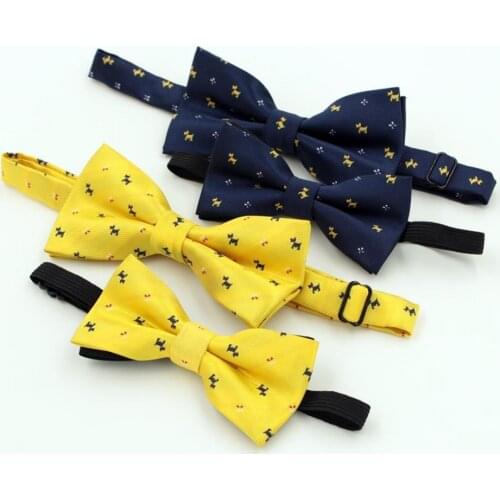 NEW Best Selling Cartoon Bow tie For Men Kid Fashion Lovely Dog Pattern Wedding Party Yellow blue Bowtie Children Cravat