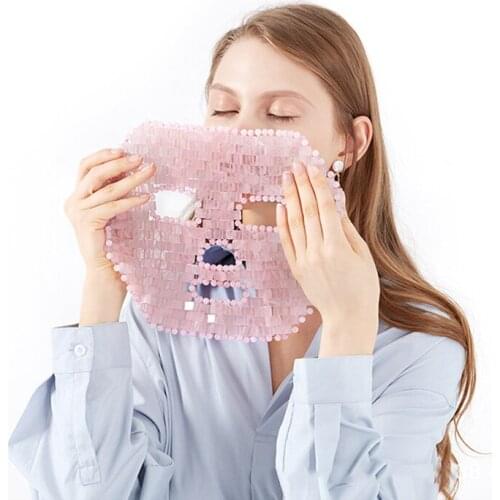 Cooling Natural Rose Quartz Jade Sleep Face Mask Stone Face Massage Anti Aging Amethyst Facial Mask For Beauty&Cooling&Healing