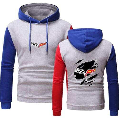 Autumn Spring Corvette Logo 2021 Comfortable College Movement Hoodies Printing Splicing Tops Hooded Clothing