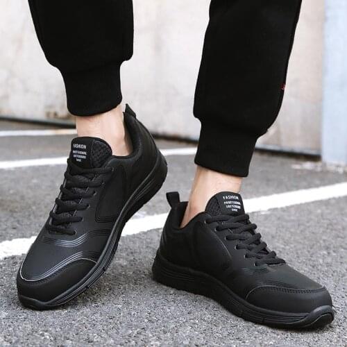 Autumn PU Leather Mens Running Shoes Man Sneakers Male Sport Shoes Men Sport Shoes Man Sports Shoes Men Black Training GMB-0368