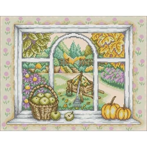 Autumn window patterns Counted Cross Stitch 11CT 14CT 18CT DIY Chinese Cross Stitch Kits Embroidery Needlework Sets home decor