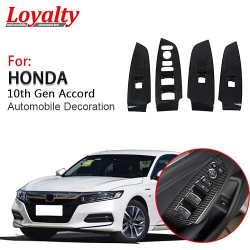 Loyalty for Honda Accord 2018-2020 Carbon Fiber ABS Window Lifter Switch Board Trim Decoration Cover Car Styling Accessories