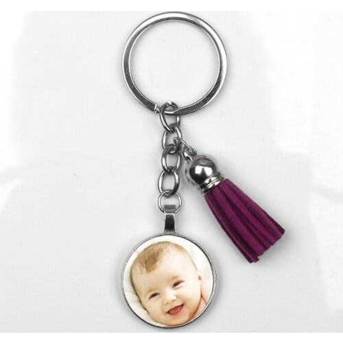 Personalizeds Custom Your Family Pet Photo tassel Keychain Gift For Family Friend Glass Cabochon Photo Personalizeds Jewelry