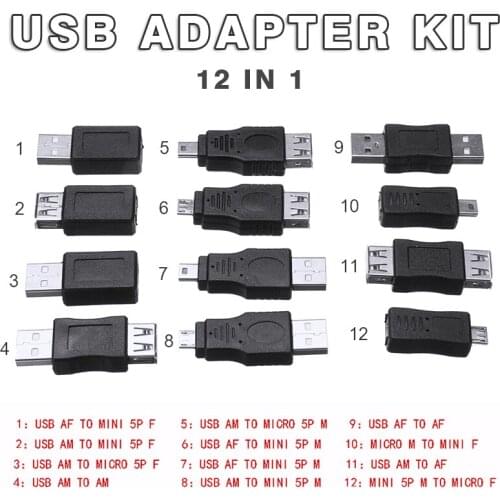 POHIKS 12pcs Portable Mini Smartphone Changer Adapter High Speed USB 2.0 Connector Kit For Universal Mobile Phone