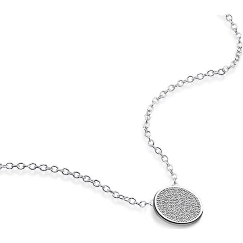 Popular simple 925 sterling silver round necklace for women elegant round zircon pendant wedding engagement female accessories